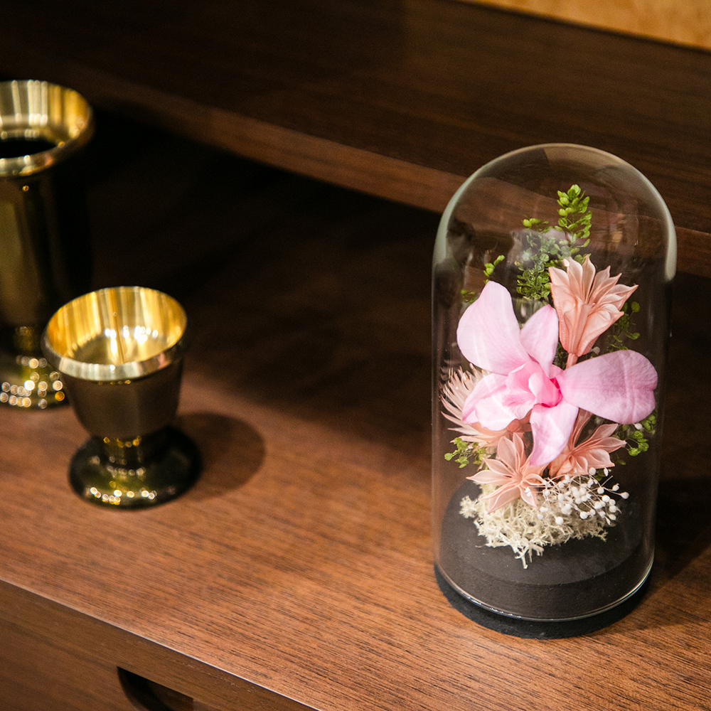 お供えプリザーブドフラワー ドームC ピンク | FUREAI - 特別な日の