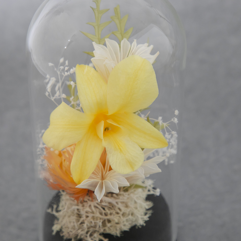 お供えプリザーブドフラワー ドームC イエロー | FUREAI - 特別な日の