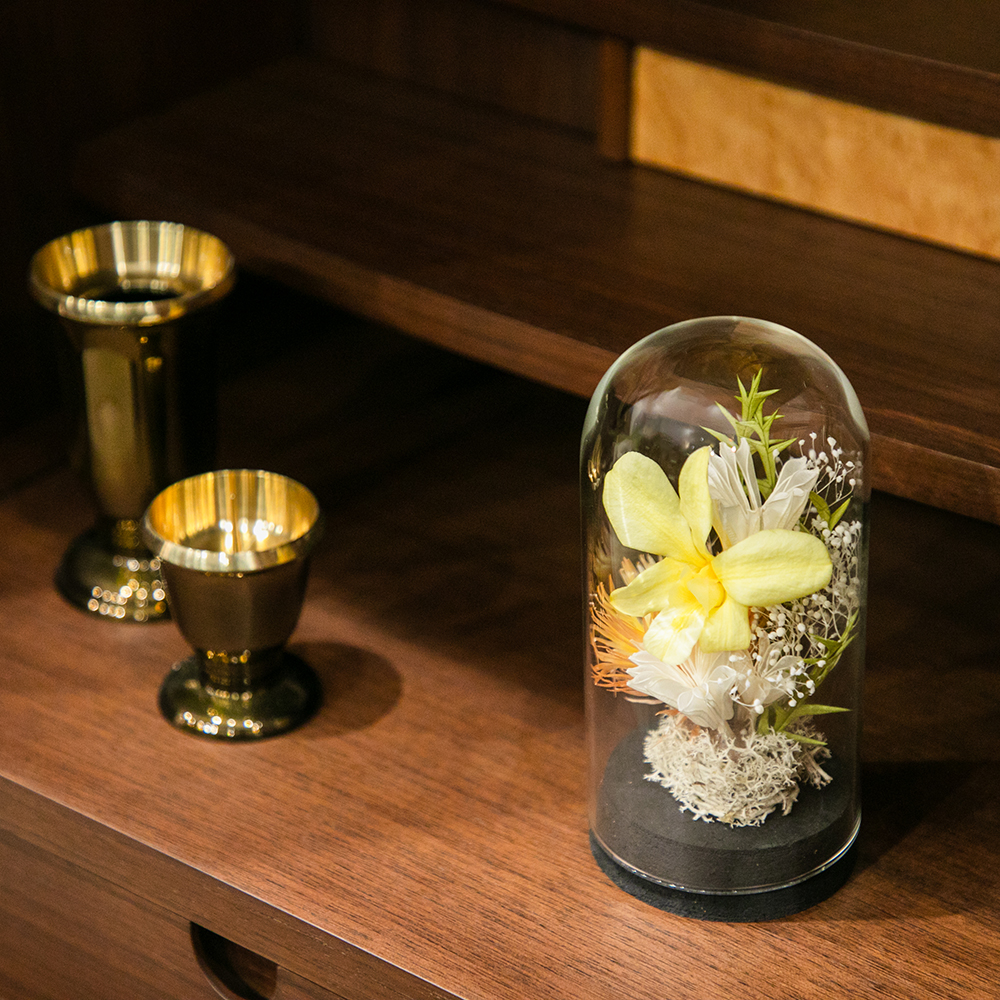 ドーム フラワー ペア お供えプリザーブドフラワー ドームC イエロー | FUREAI - 特別な日の