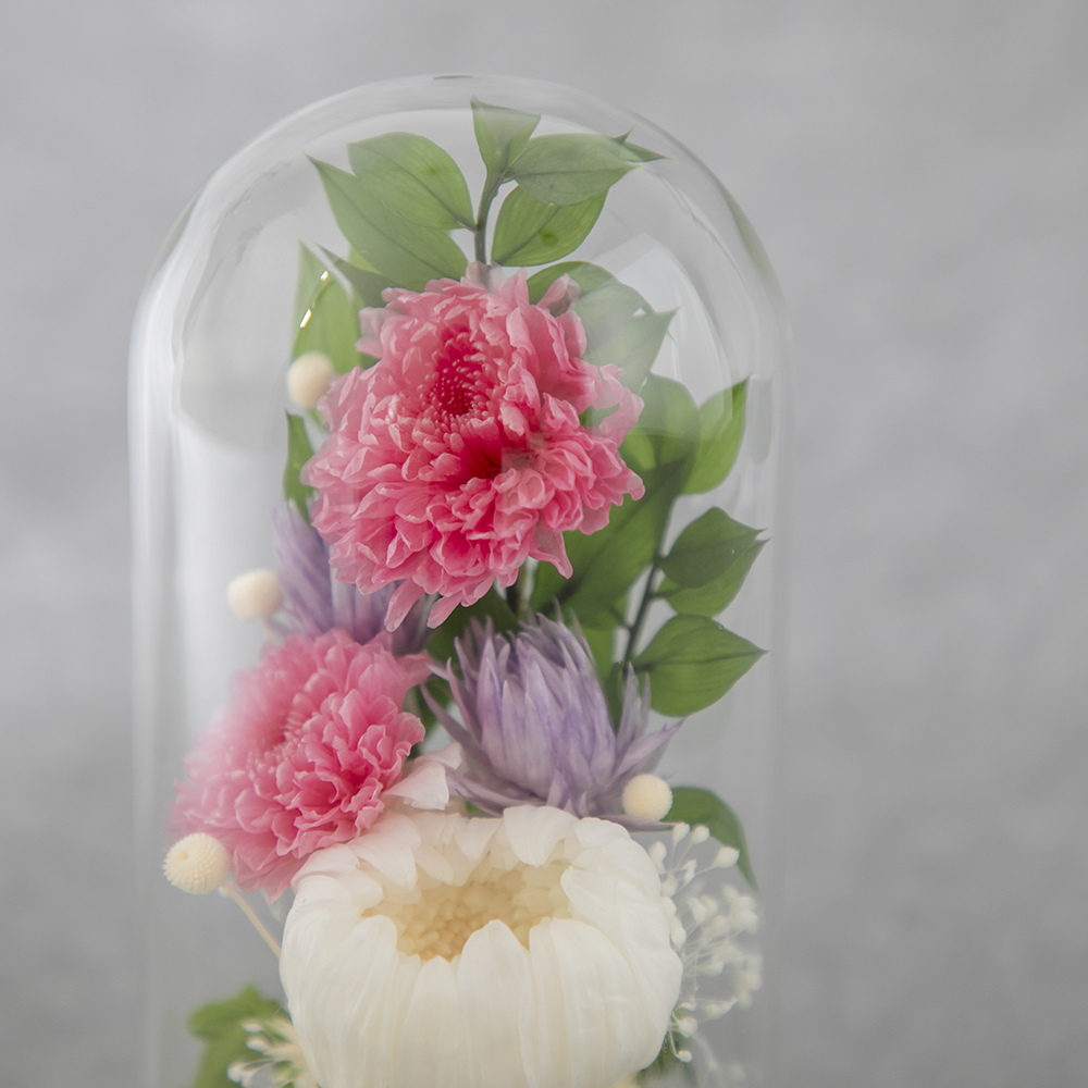 お供えプリザーブドフラワー ドームD ピンク | FUREAI - 特別な日の