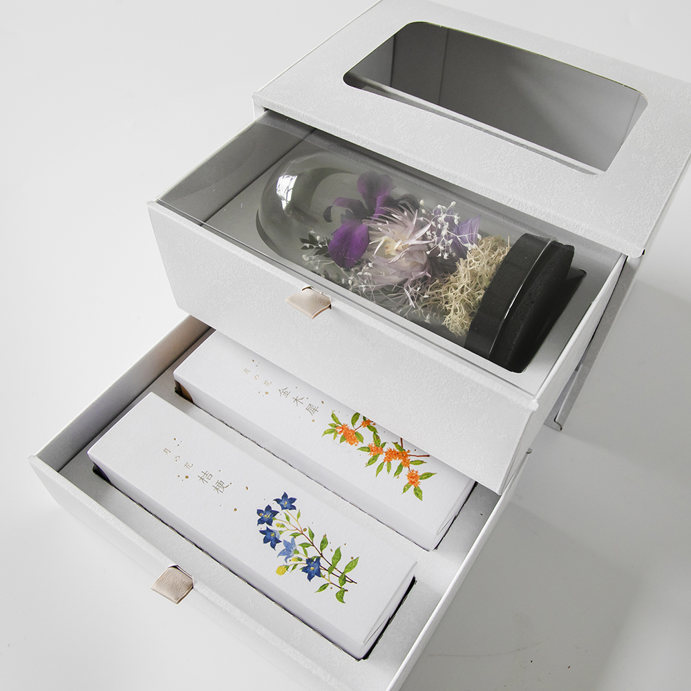 お供えプリザーブドフラワー ドームC 線香セット | FUREAI - 特別な日